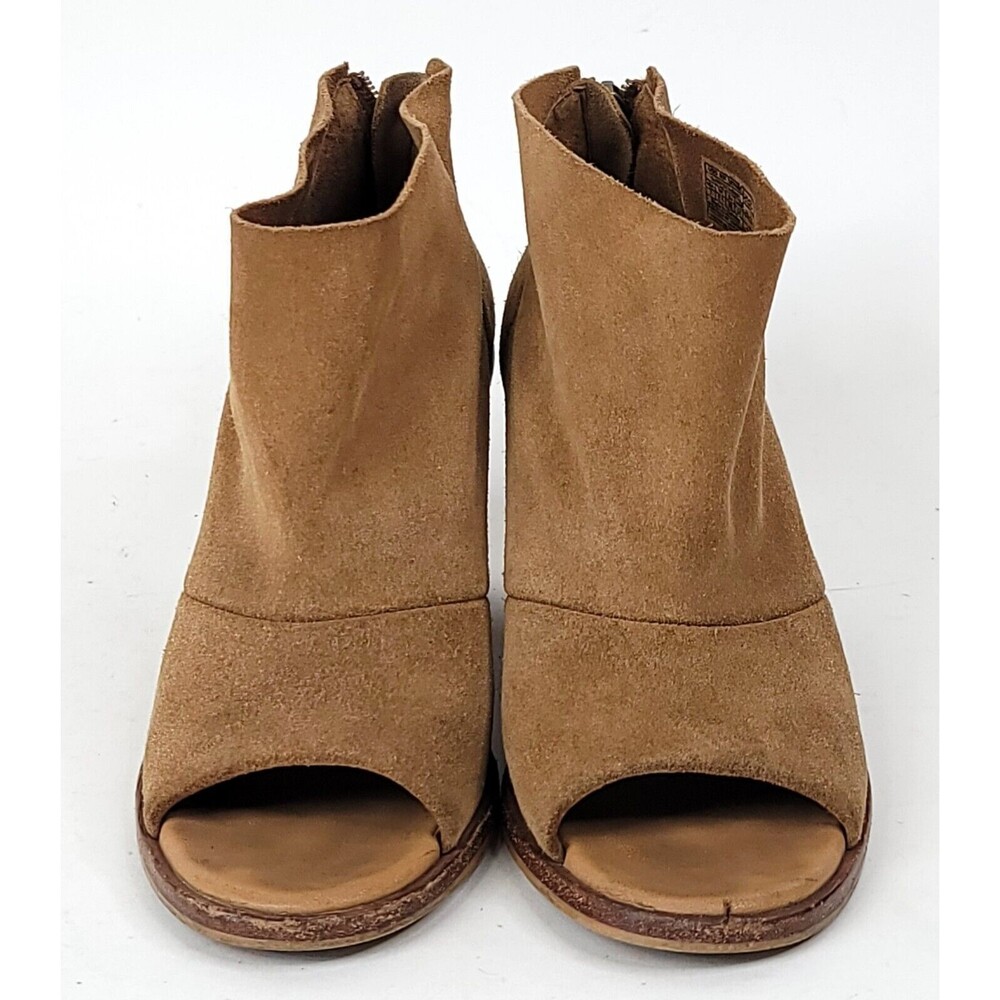 UGG Bootie Womens 7 Suede Ginger Chestnut Peep Toe Ankle Block Heel Boots - Picture 10 of 14